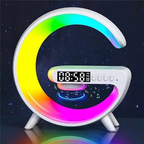 Multifunction Wireless Charger Pad Holder RGB Light Alarm Clock Speaker for iPhone Samsung Xiaomi Mini Fast Charging Station packing may vary