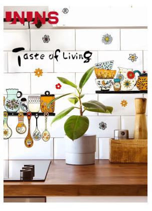 Wall Stickers For Kitchen Decor,2 Pcs Retro Tableware Theme Kitchen Wall Stickers,Removable PVC Wall Sticker