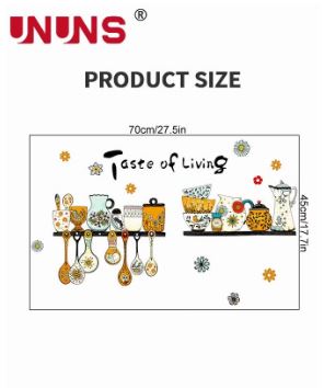 Wall Stickers For Kitchen Decor,2 Pcs Retro Tableware Theme Kitchen Wall Stickers,Removable PVC Wall Sticker